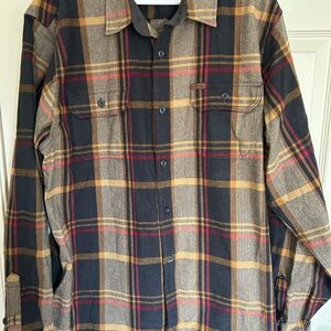 Orvis Men's Casual Plaid Shirt - Navy, Brown, Red